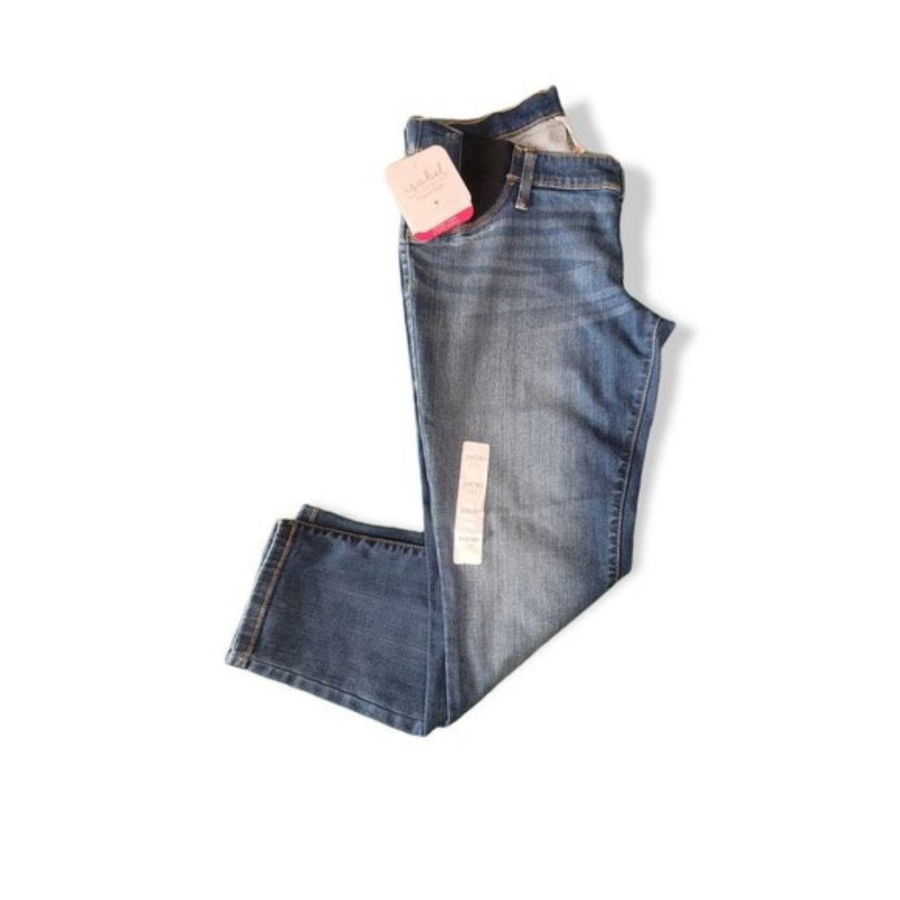 Isabel Maternity Women's Blue Side Panel Skinny Crop Maternity Jeans